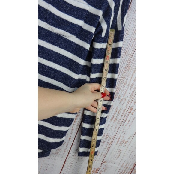 MERONA Tee Shirt Womens  XS navy blue/white stripe long sleeve stretch Nautical. - Picture 6 of 9